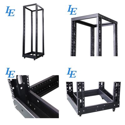 LE-RD Heavy Duty Open Rack SPCC Steel Construction Powder Coated Finish Adjustable Depth Mobile Solution4 Post Open Frame Server Rack 18U-47U 600mm-1000mm Depth 500kg Load Capacity SPCC Steel CE