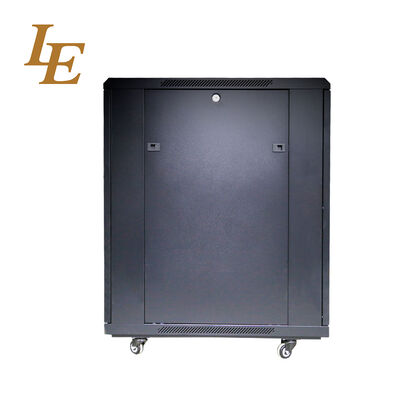 19Inch 18U 800mm Width 22U 600mm Width Tempered Glass Front Door and Solid Metal Rear Door with Handle Locks Racks RAL9004 Black RAL9005 Black Flat Packing