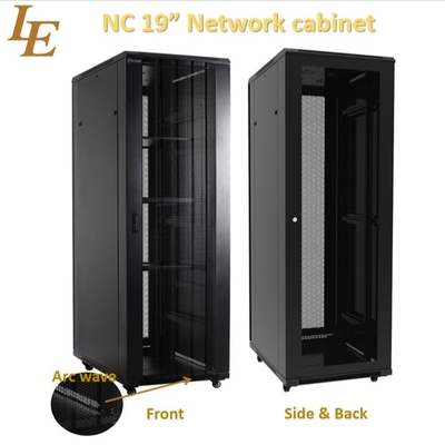 SPCC 42U Black Server Rack Network Cabinet con porta di ingresso ventilata 19