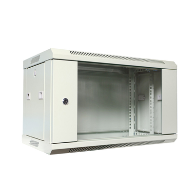 19 pollici di montaggio a parete Server Rack Armadio con porta di vetro per le apparecchiature di rete RAL7035