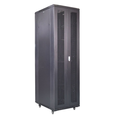 Armadi rack server per data center da 19 pollici 42U 600x800mm a doppia apertura ventilati con serrature a maniglia RAL9004 Neri, Armadi server con porta anteriore ad arco