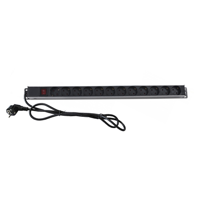 Verticale alluminio 12 vie Europa Germania PDU Nero 19 pollici orizzontale 6 vie 8 prese Schuko Germania Tipo Unità di distribuzione di energia IT Network Cabinet Smart Socket PDU con interruttore 3x1.5mm2 2M Cavo lungo
