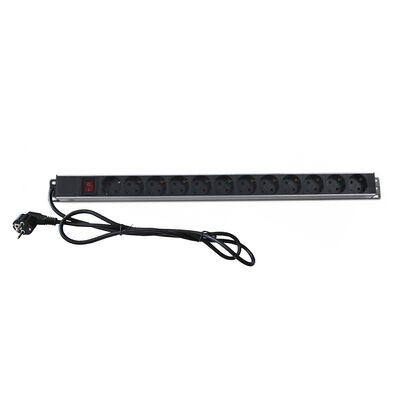 PDU verticale in alluminio 12 vie UE/Schuko PDU nero 19 pollici orizzontale 6 vie 8 prese Schuko Germania Tipo Unità di distribuzione di energia IT Network Cabinet Smart Socket PDU con interruttore 3x1.5mm2 2M Long